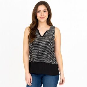 Anthropologie sanctuary tweed top w/ Sheer Hem Black & White Size M